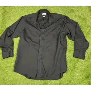 Men's Black Van Heusen Button Down Dress Shirt Long Sleeve Formal Office Size XL